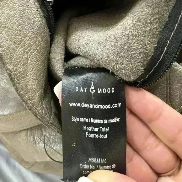 Day and Mood Heather Tote Gray Suede Leather Anthropologie Patchwork Medium Boho - Picture 11 of 14